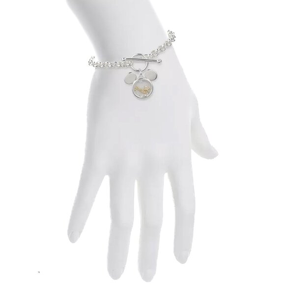 Disney Cubic Zirconia Mickey Mouse "Dream" Shaker Silver-Plated Bracelet - NWT - Picture 3 of 4